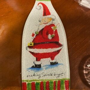 Mud Pie Glass Santa Cutting Board